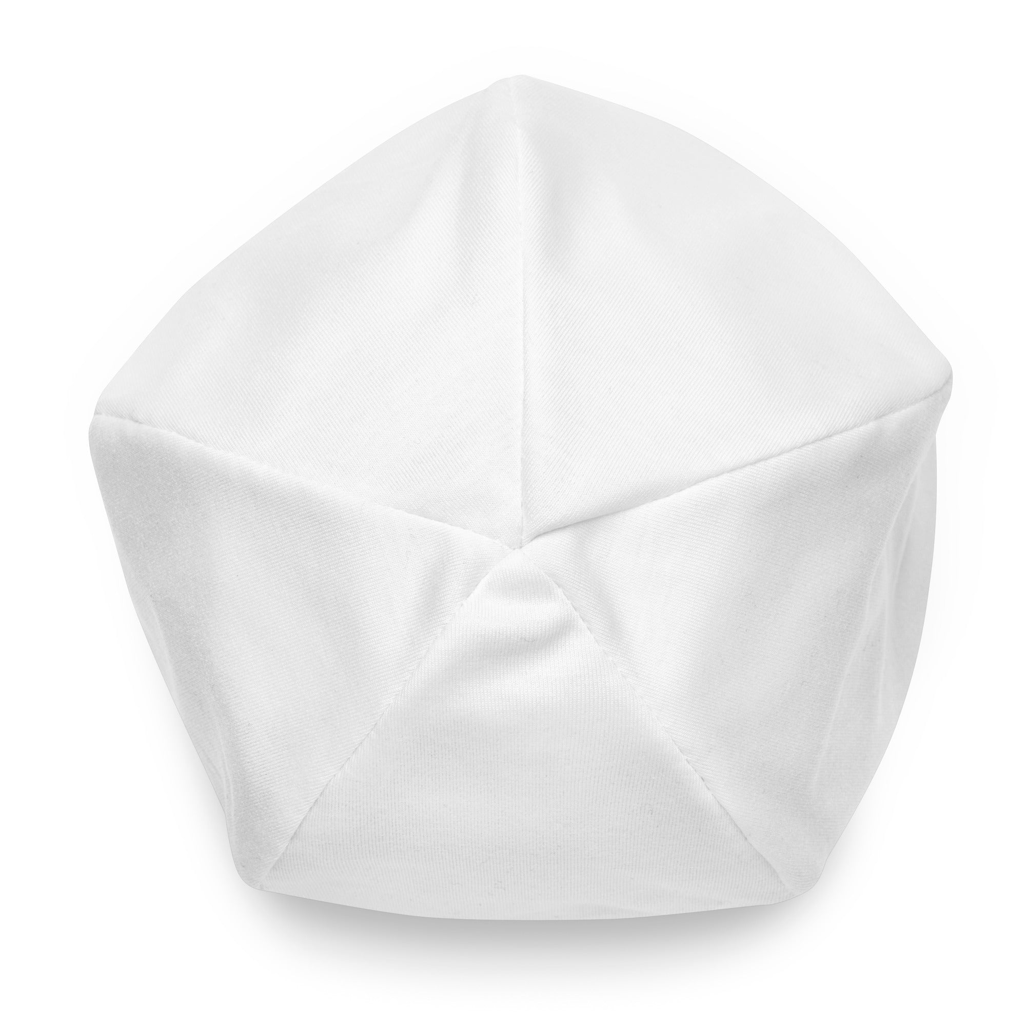 White All-Over Print Beanie with soft, double-layer knit for warmth.